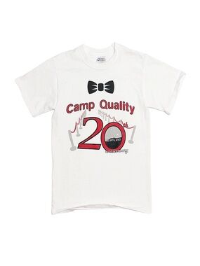PORT AND COMPANY Boy's Camp Quality White Graphic Short Sleeve Shirt Large 14/16